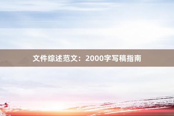 文件综述范文：2000字写稿指南